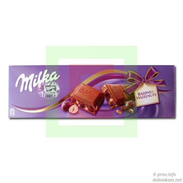 Шоколад «Милка» изюм-фундук